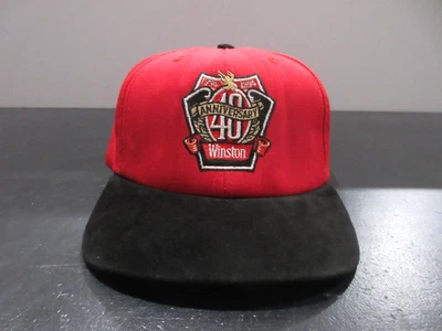 Boné chapéu vintage Winston Snap Back vermelho preto logotipo corrida equipe masculino anos 90 - Imagem 1 de 4