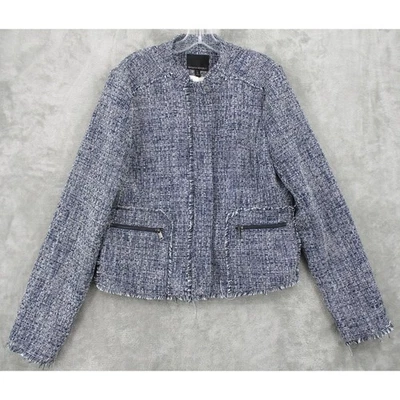 Banana Republic Jacket Womens 16 Tall Tweed Blazer Office Career Modern Fringe - Image 1 of 4