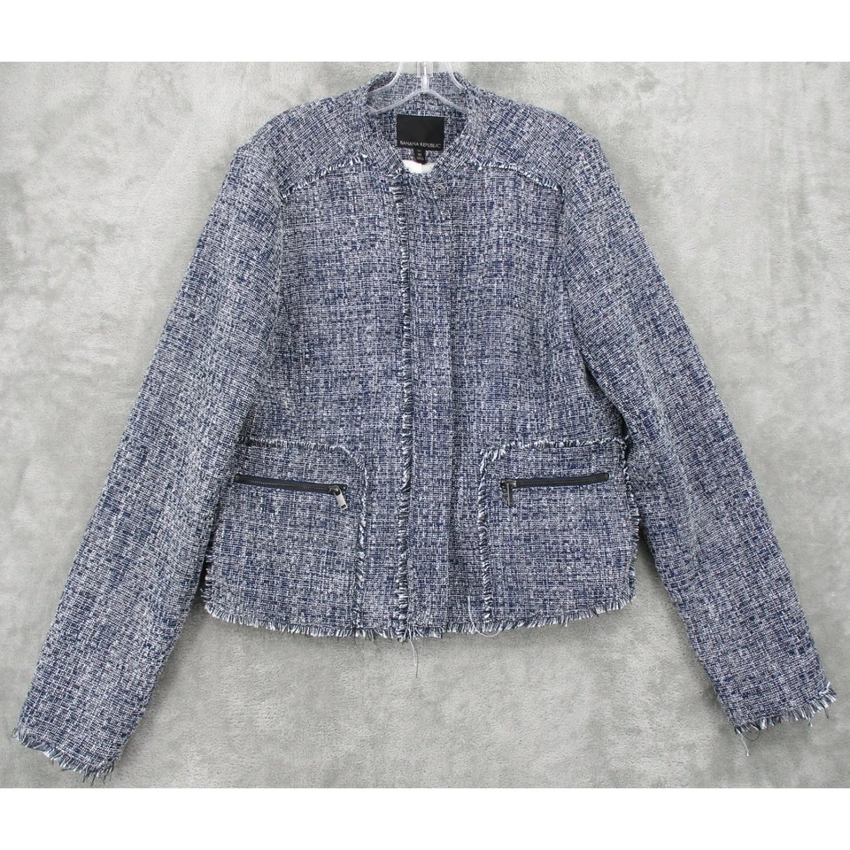 Chaqueta Banana Republic Mujer 16 Alto Tweed Blazer Oficina Carrera Moderna Flecos Foto 1 de 4