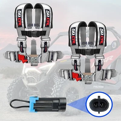 PAR de arneses de 4 puntos 2" con enchufe de derivación RZR 900 XP1000 Pro XP Turbo S plateado Foto 1 de 4
