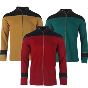 Fits The Next Generation Admiral Tunic Uniforms TNG Red Gold Men Shirts Costumes - Picture 1 of 12