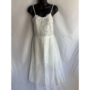 Gorgeous Midi White Lace Dress Size XS Cottagecore Prairie Chiffon Victorian - Picture 1 of 11