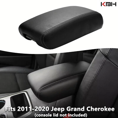 Fit 2011-2020 Jeep Grand Cherokee Leather Center Console Lid Armrest Cover Black - Image 1 of 4