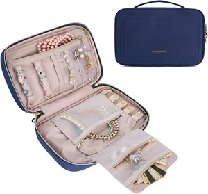 Jewelry Organizer Bag Travel Jewelry Storage Case Necklace Earring Blue Medium - Foto 1 di 3