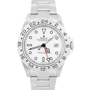 PAPERS Rolex Explorer II 40mm White REHAUT Steel GMT NO-HOLES Watch 16570 BOX - Picture 1 of 10