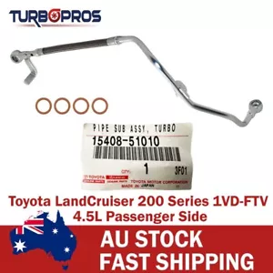 Genuine Turbo Oil Feed Pipe+Gaskets For Toyota LandCruiser 200 Series 4.5L LHS - Picture 1 of 10