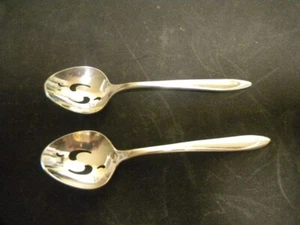 2-Meridan Silver Plate Co 5" Long Slotted Serving Spoons - Picture 1 of 2