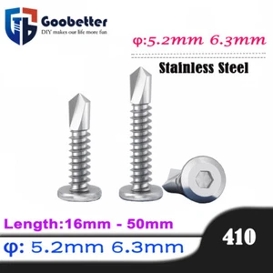 Hex Socket Self Tapping Screws Sheet Metal Flat Head Drilling Screw 410Stainless - Picture 1 of 22