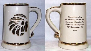 JIM BEAM AMERICAN BRANDS INC. COMMEMORATIVE INDIAN BEER MUG STEIN 1986 - Picture 1 of 3