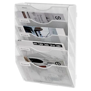File Folder Organizer 5-Tier Mesh Hanging Wall File Holder Magazine Rack Wall... - Picture 1 of 7