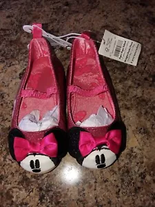 Neu mit Etikett Disney rosa glitzernde Schuhe mit Mönchsriemen: Minnie Mouse Größe 2 Jahre - Bild 1 von 6