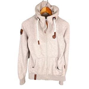 NAKETANO Women Jumper Size S Hoodie Beige Full Zip Jersey Kangaroo Pockets - Picture 1 of 6