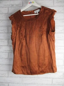 Veronika Maine womens top blouse brown 12 round neck cap sleeve - Picture 1 of 9
