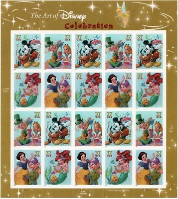 Scott #3915a (3912-3915) Disney Celebration Sheet of 20 Stamps - MNH - Image 1 of 3