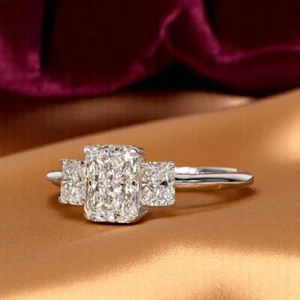 Engagement Ring Radiant Cut 2 Carat IGI Lab Created Diamond PT950 Platinum 5 6 7 - Picture 1 of 18