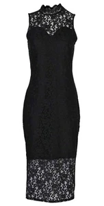 Boutique Clare Lace Bodycon Midi Dress Size 10 Black Romantic Occasion Party - Picture 1 of 11