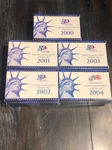 United States Mint Proof Coin Set/50 State Quarters Lot Of 5 2000-2004 - Picture 1 of 6