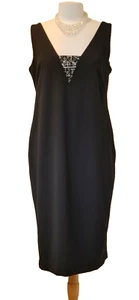 Neu Monsoon Kleid schwarz Pailletten V-Ausschnitt Party Cocktail Bleistift Gr 42 UK 12 14 - Bild 1 von 12