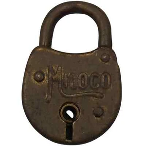 Antikes Vorhängeschloss Miloco Messing Hebel kleines Schloss Vintage ohne Schlüssel - Bild 1 von 6