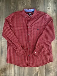 Camisa Chaps con Botones para Hombre XXL Roja Negra a Cuadros Mangas Largas Algodón Informal - Imagen 1 de 3