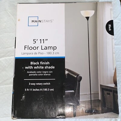 Напольная лампа Mainstays 5 футов 11 108,3 см 3-позиционный поворотный переключатель цвет черный - Изображение 1 из 3