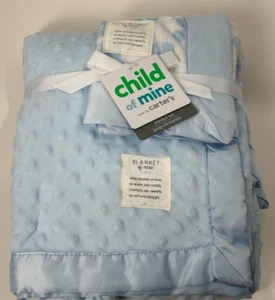 NWT Carters Child Of Mine Blue Dot Satin Baby Little Puppy Security Blanket Set - Picture 1 of 7
