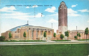 Fort Worth TX, Will Rogers Memorial Auditorium Tower Coliseum, postal de colección - Imagen 1 de 2