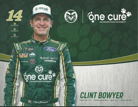 2019 CLINT BOWYER "ONE CURE FORD MUSTANG" #14 NASCAR MONSTER ENERGY POSTCARD Cover