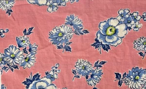 DULCE Saco de Alimentación Vintage Años 40 Rosa y Azul Flores Pieza 7.5x12" - Imagen 1 de 3