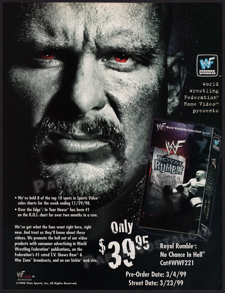 WWF ROYAL RUMBLE: No Chance In Hell - Original 1999 impresión comercial anuncio/anuncio Foto 1 de 1