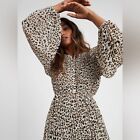 Banana Republic Cheetah Print Pleated Midi Dress Sz XS Petite
