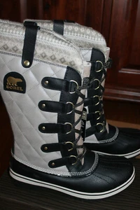 Sorel TOFINO Holiday SILVER Sage FAIR ISLE Knit WINTER Waterproof Snow BOOTS  10 - Picture 1 of 6