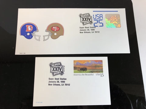Superbowl XXIV Envelope And Post Card Lot Of 2 Broncos 49ers  Niners Cover