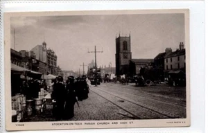 (Gc3408) RPPC, Parish Church & Hich Street, Stockton on Tees 1909 VG+ - Picture 1 of 2