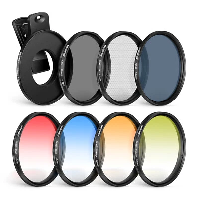 NEEWER 52mm Lens Filter Kit with Phone Lens Clip， CPL， ND32， 6 Point Star Filter - Image 1 of 4