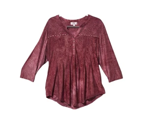 Shannon Ford NY Womens Burgundy Tunic Top Asymmetrical Hem Size M - Picture 1 of 2