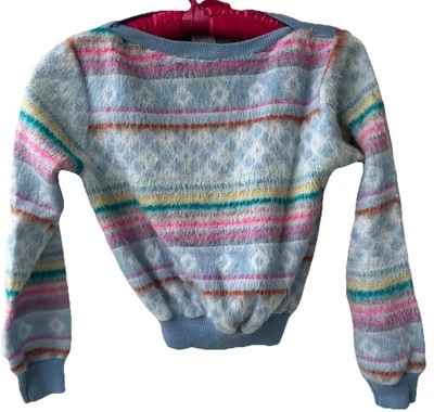 Suéter De Colección Montgomery Ward Niños Difuso Pastel Rayas Azul Rosa Amarillo Lg. Foto 1 de 4