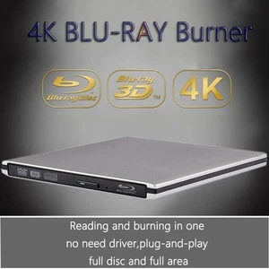 UHD 4K Blu-Ray Burner External USB 3.0 Super Slim DVD BD Recorder Drive PC / MAC - Picture 1 of 7