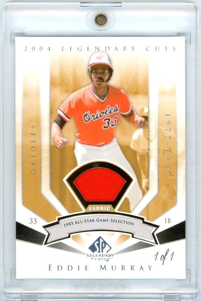 Camiseta deportiva de tela usada Upper Deck SP 2004 Legendary Cuts Eddie Murray #1/1 SP Foto 1 de 2