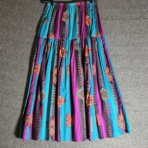 Vtg Uniquely Herta Made USA Maxi Skirt Colorful Boho Western 90s Peasant Aztec - Picture 1 of 6