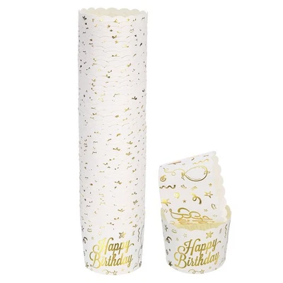 50Pcs Papierbackförmchen 6oz Cupcake-Muffinförmchen Geburtstagsmuster - Bild 1 von 4