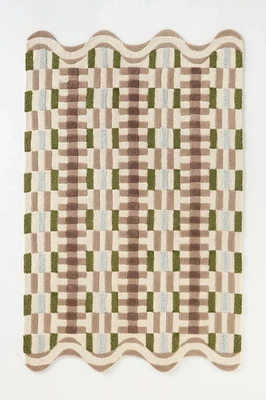 Шерстяной ковер ручной работы 9x12 футов — скандинавский узелковый дизайн с гребешком, небольшой ковер ручной работы 6x9 - Изображение 1 из 4