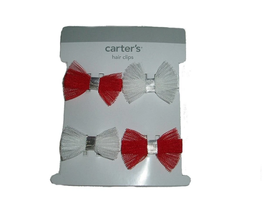 Carter's Baby Girl Holiday Collection 4 Hair Clips Red White - Image 1 of 1