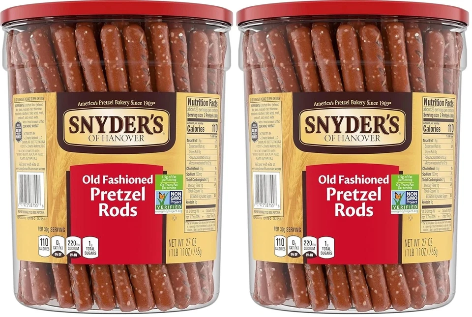 Snyder's of Hanover,老式椒盐卷饼棒,27 盎司罐(2 件装) — 第 1/2 张图片