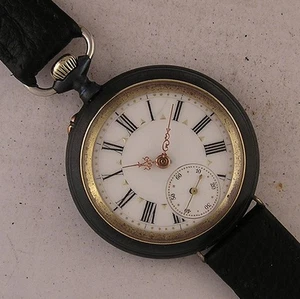 VINTAGE Cylindre 1890 French Gun Metal Wrist Watch Mint Fully Serviced - Picture 1 of 5