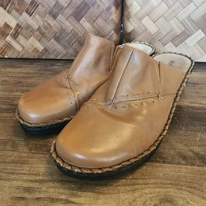 Zapatos Cabeza de Pato Para Mujer Talla 9.5 M Cuero Marrón Claro Cuña Mula Zueco Comodidad - Imagen 1 de 12