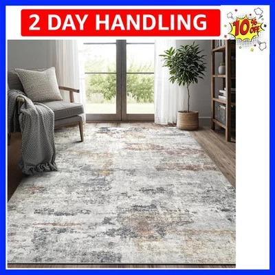 Alfombras de sala de estar - Alfombra lavable interior suave grande abstracta 5x7 neutra M... Foto 1 de 4