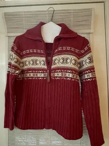 Vintage Heirloom Collectiable Sweater Coat Jacket zip up cardigan Sz A  2003 Red - Picture 1 of 6