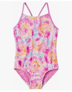 Speedo Youth Girls L (12/14) Racerback Alpha One Piece UPF Swimsuit Pink Tie Dye - Picture 1 of 6