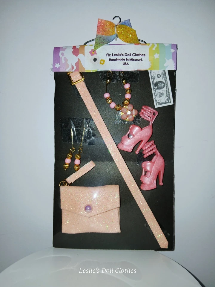 5 Pc Bling Light Pink Iridescent & Gold Accessory Pack Fits 11.5" Dolls - Image 1 of 1